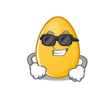 Süper havalı altın yumurta karakteri siyah gözlük takıyor.