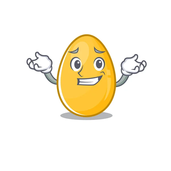 Mignon sourire doré oeuf mascotte style de dessin animé — Image vectorielle
