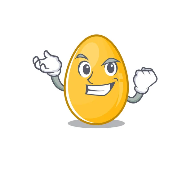 Fresco fiducioso di successo uovo d'oro stile personaggio dei cartoni animati — Vettoriale Stock