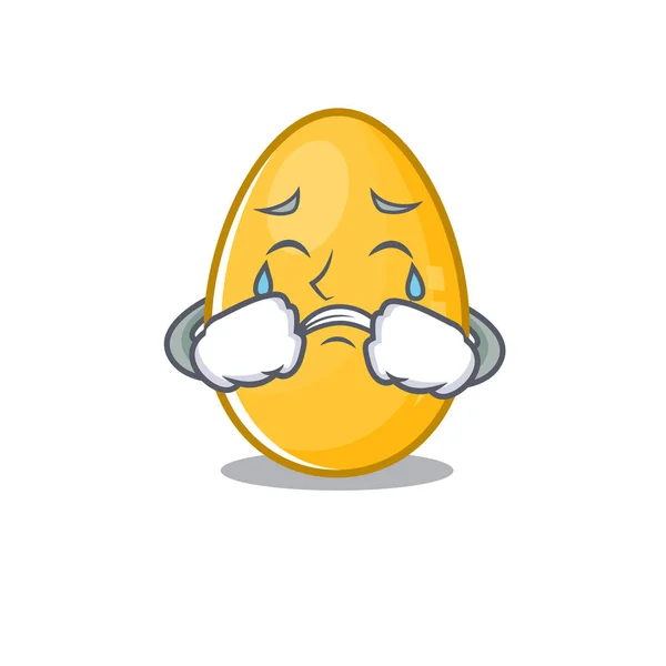 Goldenes Ei Zeichentrickfigur Konzept mit traurigem Gesicht — Stockvektor