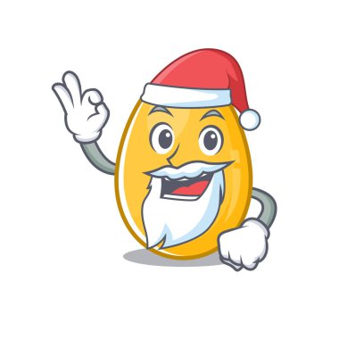 Santa çizgi film karakteri tarzında altın yumurta.