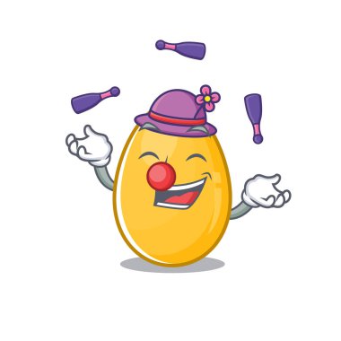 Jonglörlük oynayan canlı bir altın yumurta çizgi film karakteri tasarımı