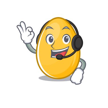 Mutlu altın yumurta maskotu tasarımı kulaklık takıyor