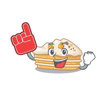 Havuçlu kek maskot tasarımı. Köpüklü parmak.