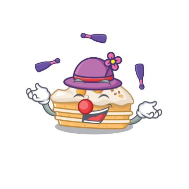 Havuçlu kek çizgi film karakteri tasarımı hokkabazlık oynuyor.