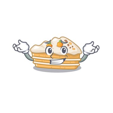 Şirin sırıtan havuçlu kek maskot tarzı.