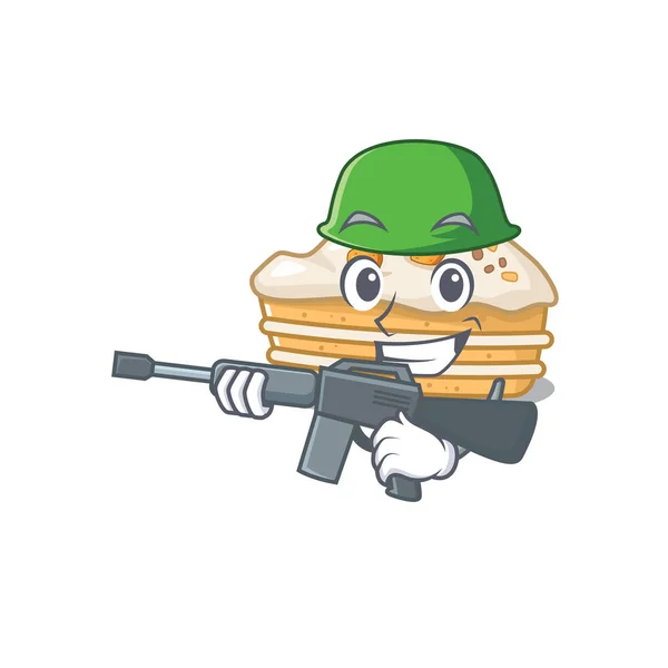 Gambar lucu dari kue wortel Tentara dengan senapan mesin - Stok Vektor