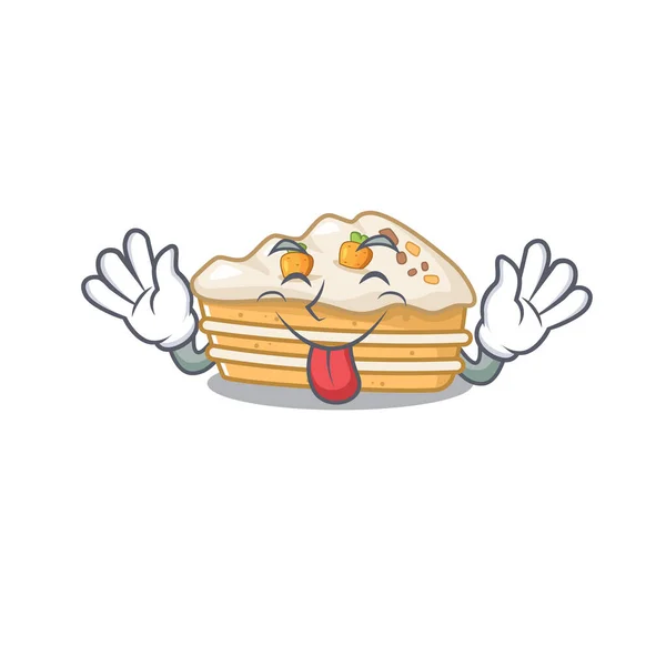 Projeto engraçado mascote bolo de cenoura com língua para fora —  Vetores de Stock