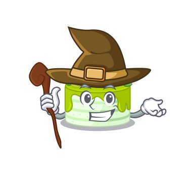 Bir cadı olarak gerçekleştirilen kivili pasta maskotu konsepti.