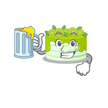 Gülen kivili pasta maskotu tasarımı, büyük bardaklı.