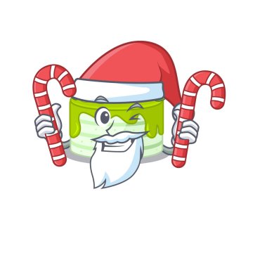 Noel Baba kostümü giyen çizgi film karakteri şeker getiriyor.