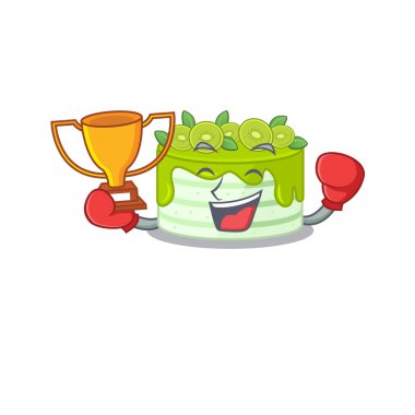 Maskot tasarımlı kivi pastasının muhteşem boks şampiyonu.