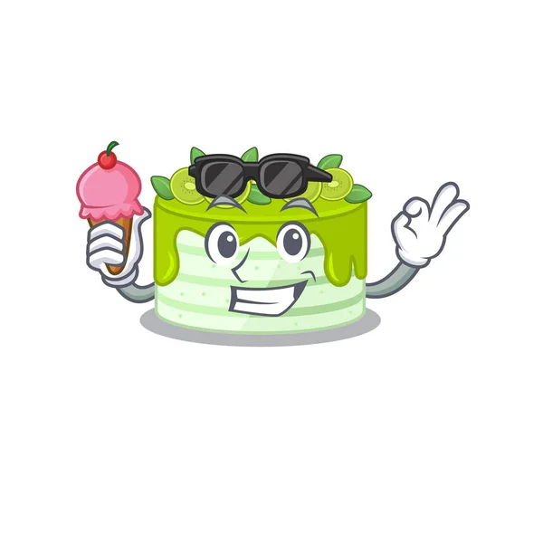 快乐脸猕猴桃卡通设计与冰淇淋 — 图库矢量图片