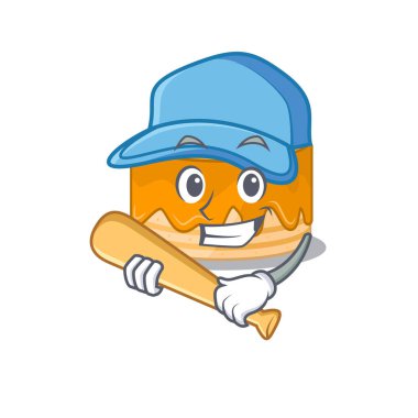 Gülen Turuncu pasta Beyzbol maskotu tasarımı