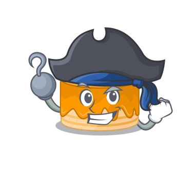 Şapkalı şirin turuncu pasta maskotu tasarımı.