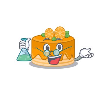 Serin turuncu pasta Profesör çizgi film karakteri cam tüp ile