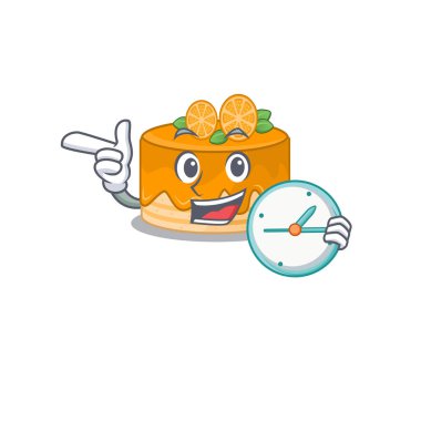 Çizgi film karakteri konsepti turuncu pasta saate sahip