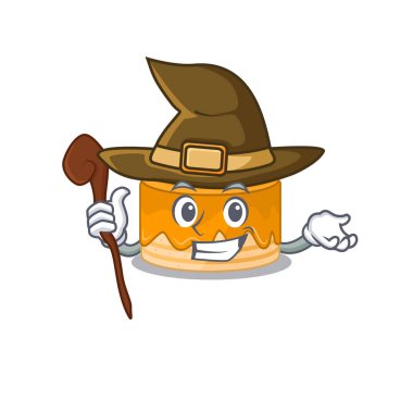 Bir cadı olarak gerçekleştirilen turuncu pasta maskotu konsepti.