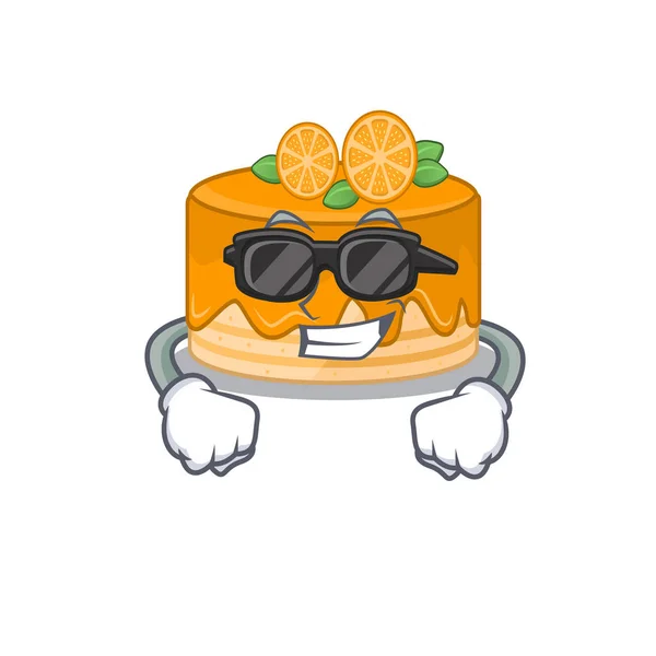 Σούπερ δροσερό χαρακτήρα κέικ πορτοκάλι φορώντας μαύρα γυαλιά — Διανυσματικό Αρχείο