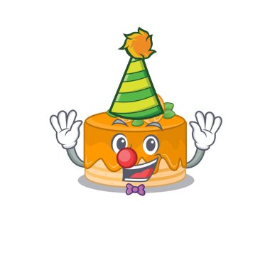 Funny Clown orange cake cartoon character mascot design