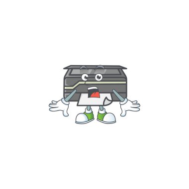 cartoon character design of printer with a surprised gesture