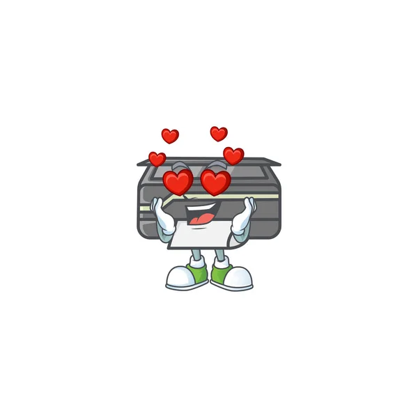 A romantic printer cartoon mascot design style — Stock vektor