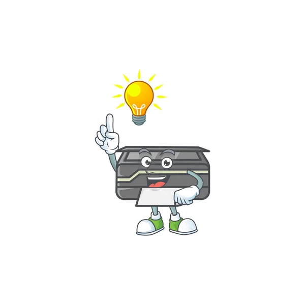 Smart printer cartoon character has an idea — ストックベクタ