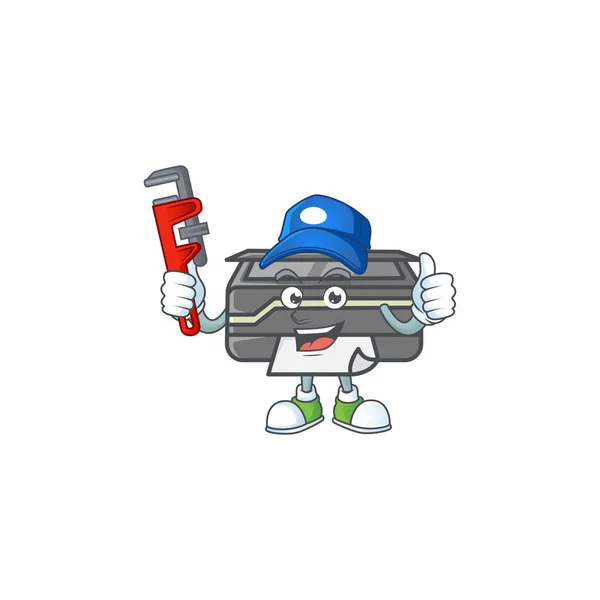 Smiley Plumber printer on mascot picture style — Stock Vector