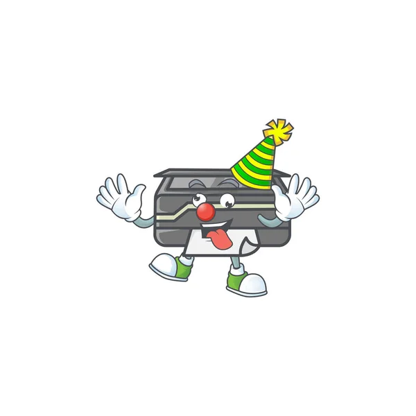 Cute and funny Clown printer cartoon character mascot style — 图库矢量图片