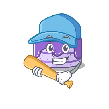 Smiley Funny blueberry cake a mascot design with baseball