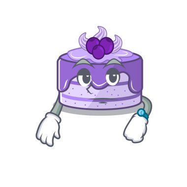 Bekleyen bir jest üzerine yaban mersinli pasta çizgi film karakteri tasarımı