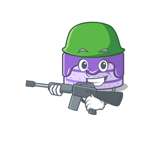 A cute picture of blueberry cake Army with machine gun — Stock Vector