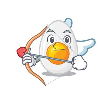 Tatlı haşlanmış yumurta aşk tanrısı çizgi film tasarımı ok ve kanatlı