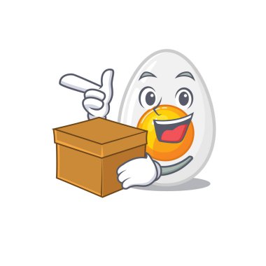 Sevimli haşlanmış yumurta çizgi film karakteri. Kutusu var.