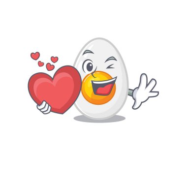 İçinde kalp olan romantik haşlanmış yumurta karikatürü.