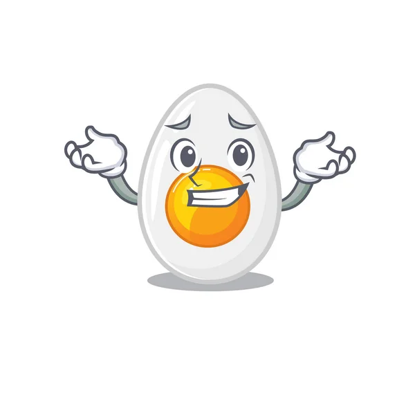 Carino Grinning uovo sodo mascotte stile cartone animato — Vettoriale Stock