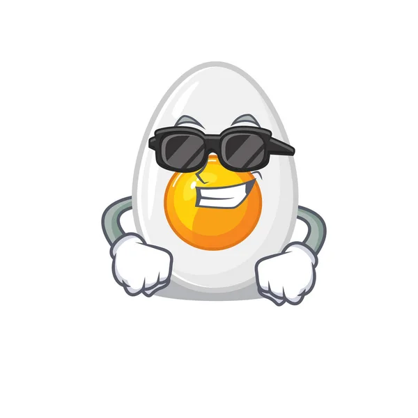 Personagem de ovo cozido super legal usando óculos pretos — Vetor de Stock