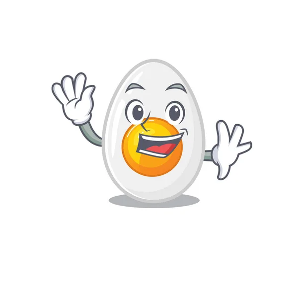 Hullámzó barátságos főtt tojás kabala design stílus — Stock Vector