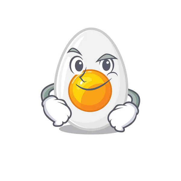 Cooles gekochtes Ei als Maskottchen mit grinsendem Gesicht — Stockvektor