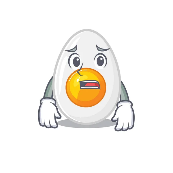 Μια φωτογραφία βρασμένου αυγού με φοβισμένο πρόσωπο. — Διανυσματικό Αρχείο