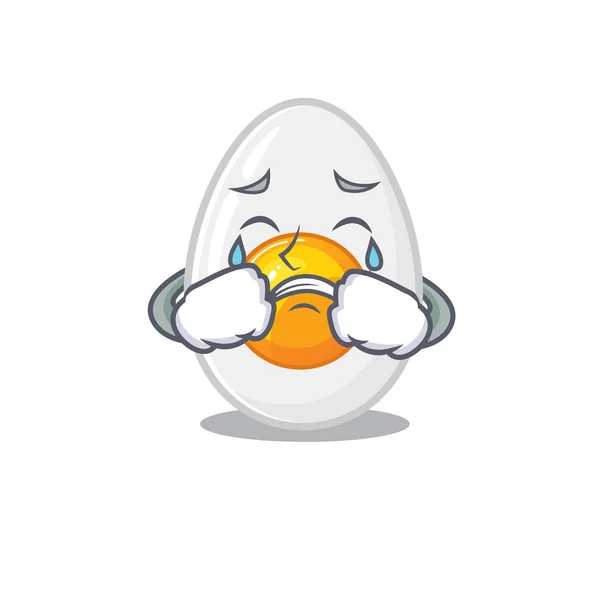 Gekookte ei cartoon karakter concept met een verdrietig gezicht — Stockvector