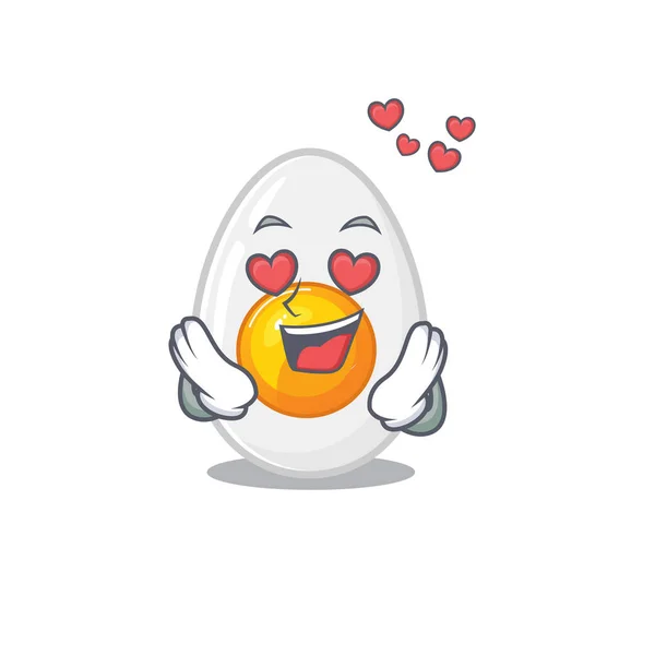 Romántico enamorarse huevo hervido dibujo animado concepto de personaje — Archivo Imágenes Vectoriales