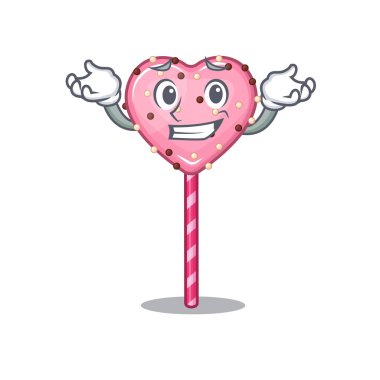 cute Grinning candy heart lollipop mascot cartoon style