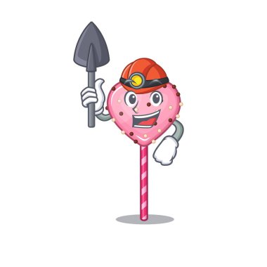 Cool clever Miner candy heart lollipop cartoon character design