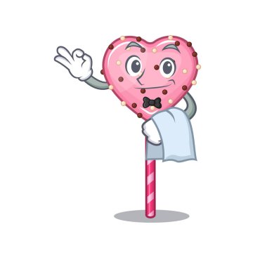 Tatlı kalp lolipop karakteri garsonluk yapıyor.