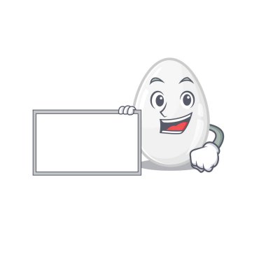 cartoon character of white egg design concept bring a board
