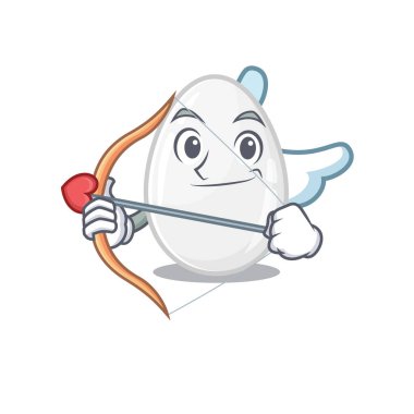 Sweet white egg Cupid cartoon design with arrow and wings