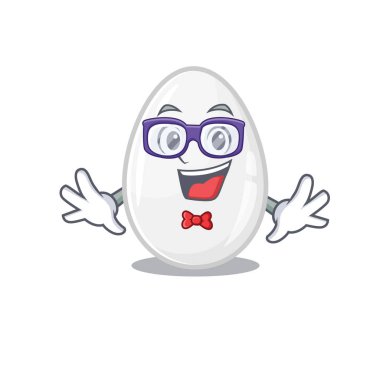 A cartoon concept of Geek white egg design