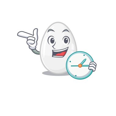 cartoon character concept white egg having clock