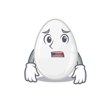 A picture of white egg having an afraid face